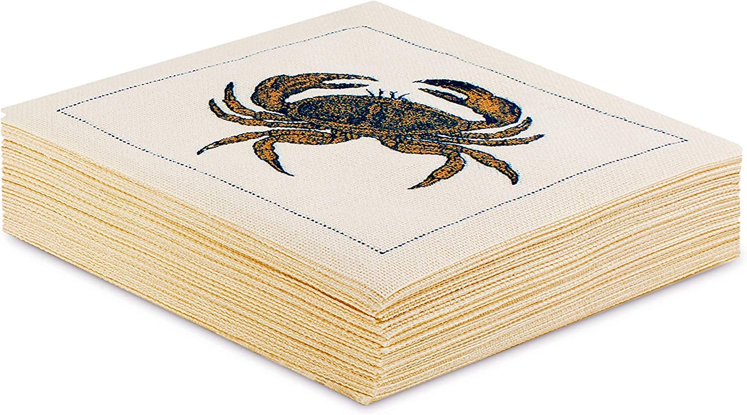 Signature Napkins Cocktail-Servietten, Krustentiere, recycelte Baumwolle, 50 Stück, sortiert, 11,4 x 11,4 cm, Natur