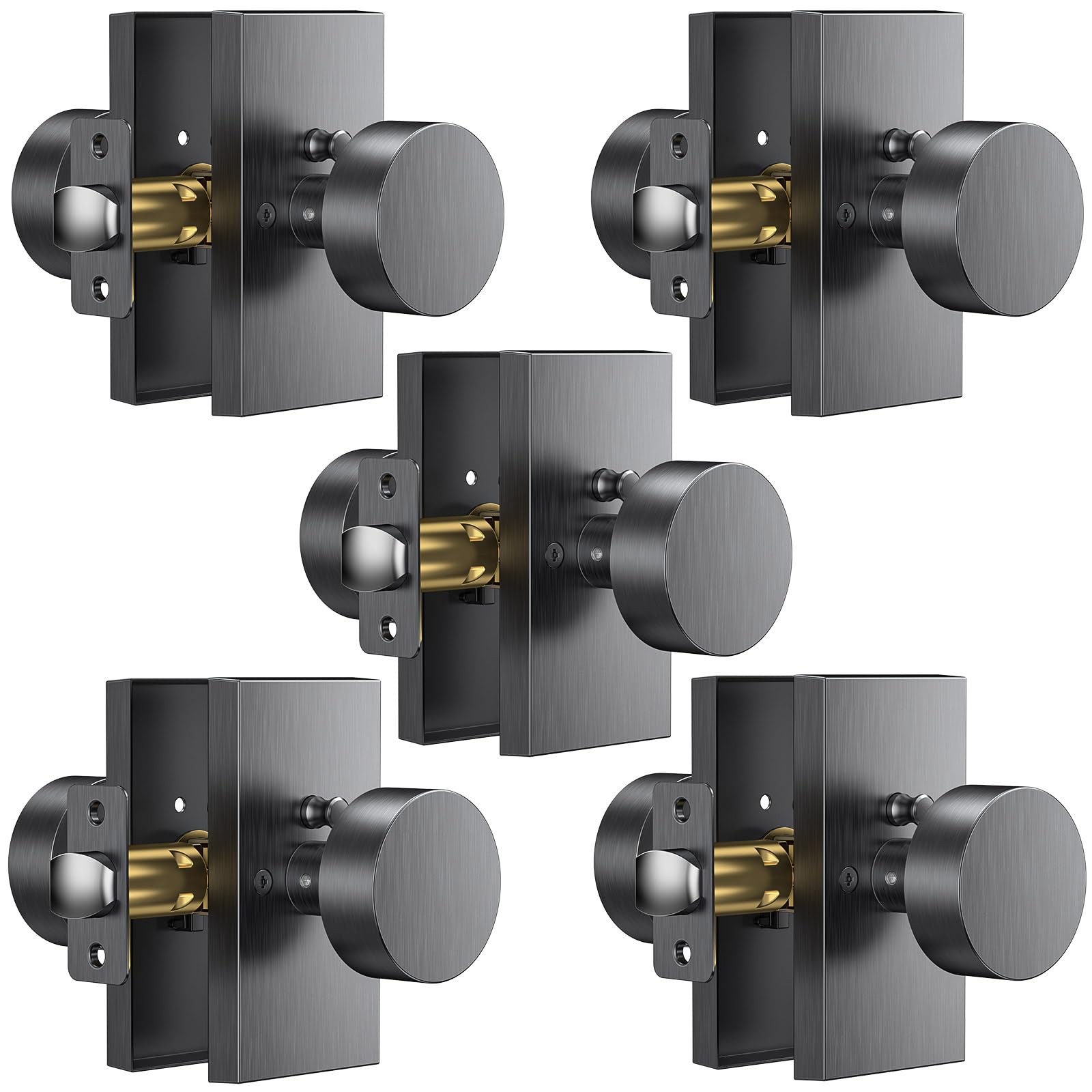 Satin Chrome Privacy Door Knobs - Lock & Release -13