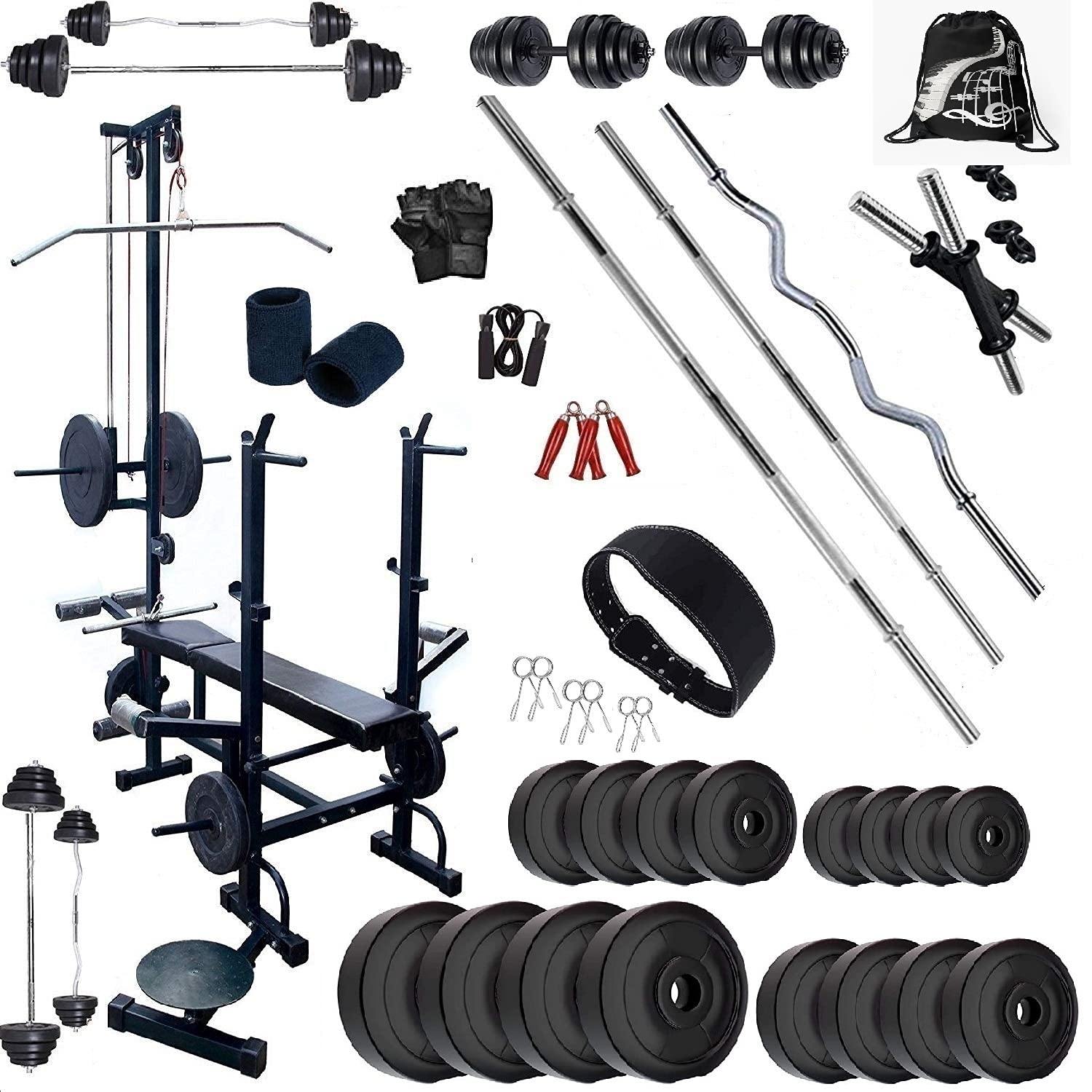 BodyFit Weight Plates 20 In 1 x, Flat Bench Home Gym Fitness Package Exercise Sets (100 Kg), Multicolour (B077QBD84W) Amazon Price History, Amazon Price Tracker