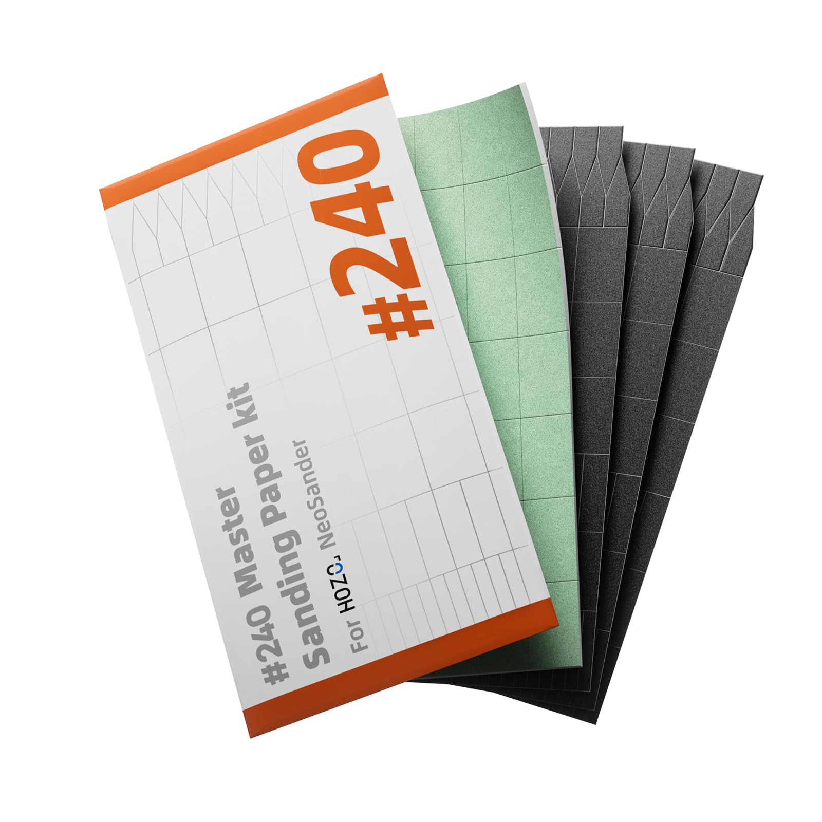 HOZO NeoSander Master Foam Schleifpapier, 240er Körnung, 4-teilig (3 Standard-Schleifblätter + 1 Schaumstoff-Schleifblatt), für Feinschliff & Oberflächenvorbereitung, ideal für Harz, 3D-Drucke