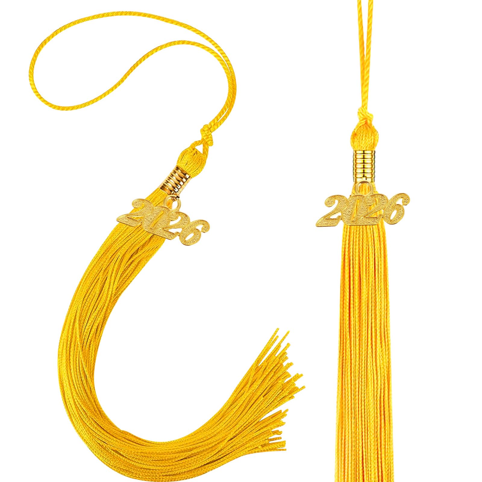 Femihua Gold 2026 Graduation Tassels, 2Pcs Graduation Cap Tassel, Class Of 2026 Charm Graduation Ceremony Accessories For Preschool, Kindergarten, High School, College, Bachelor, Master, Doctoral Graduates