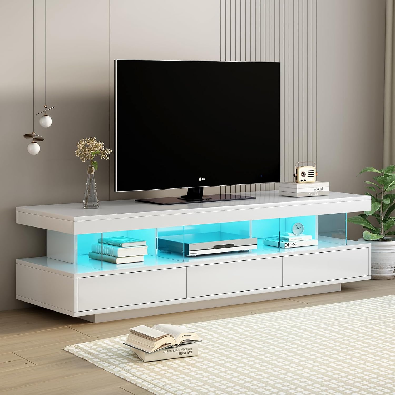 Amazon.com: Modern LED TV Stand for TVs up to 75