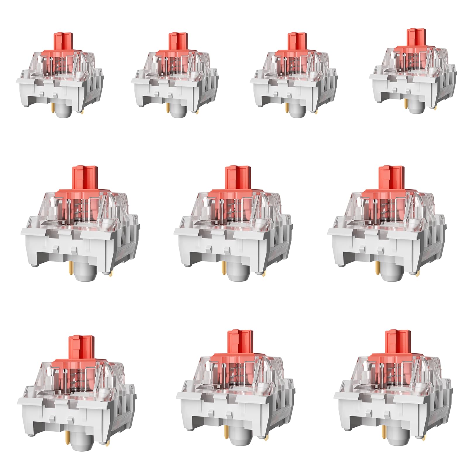 Fejwlvs ZhouWang Red Switch 3 Pin 50gf Pre-Lubricated,Dustproof Linear Switch,Suitable for RGB,Mechanical Gaming Keyboards、MX Mechanical Keyboard(Red,