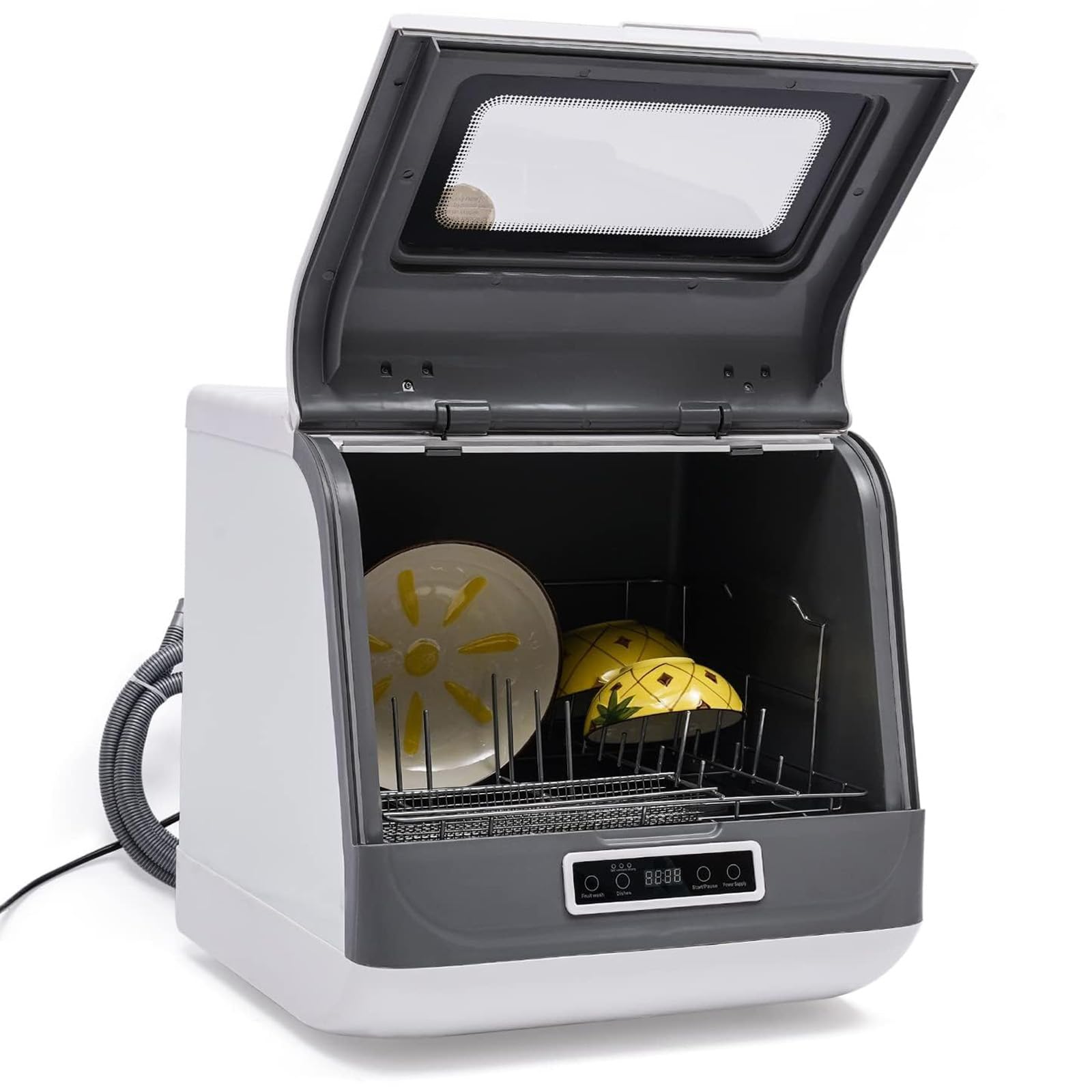 Lave-vaisselle de comptoir à nettoyage 360° et séchage à air chaud 75 °C