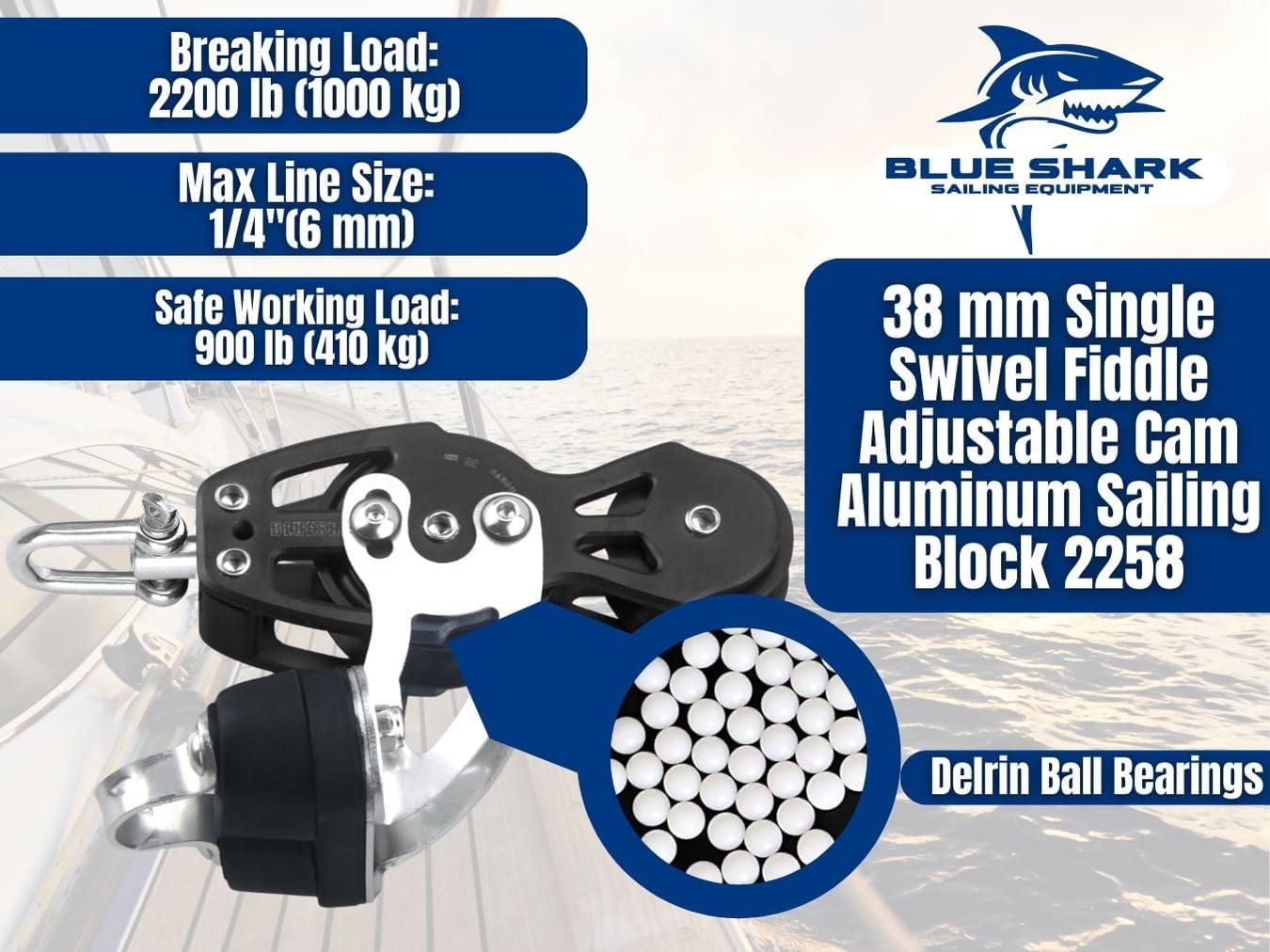 Blueshark 38mm Aluminum Sailing Blocks Choose Style and Quantity