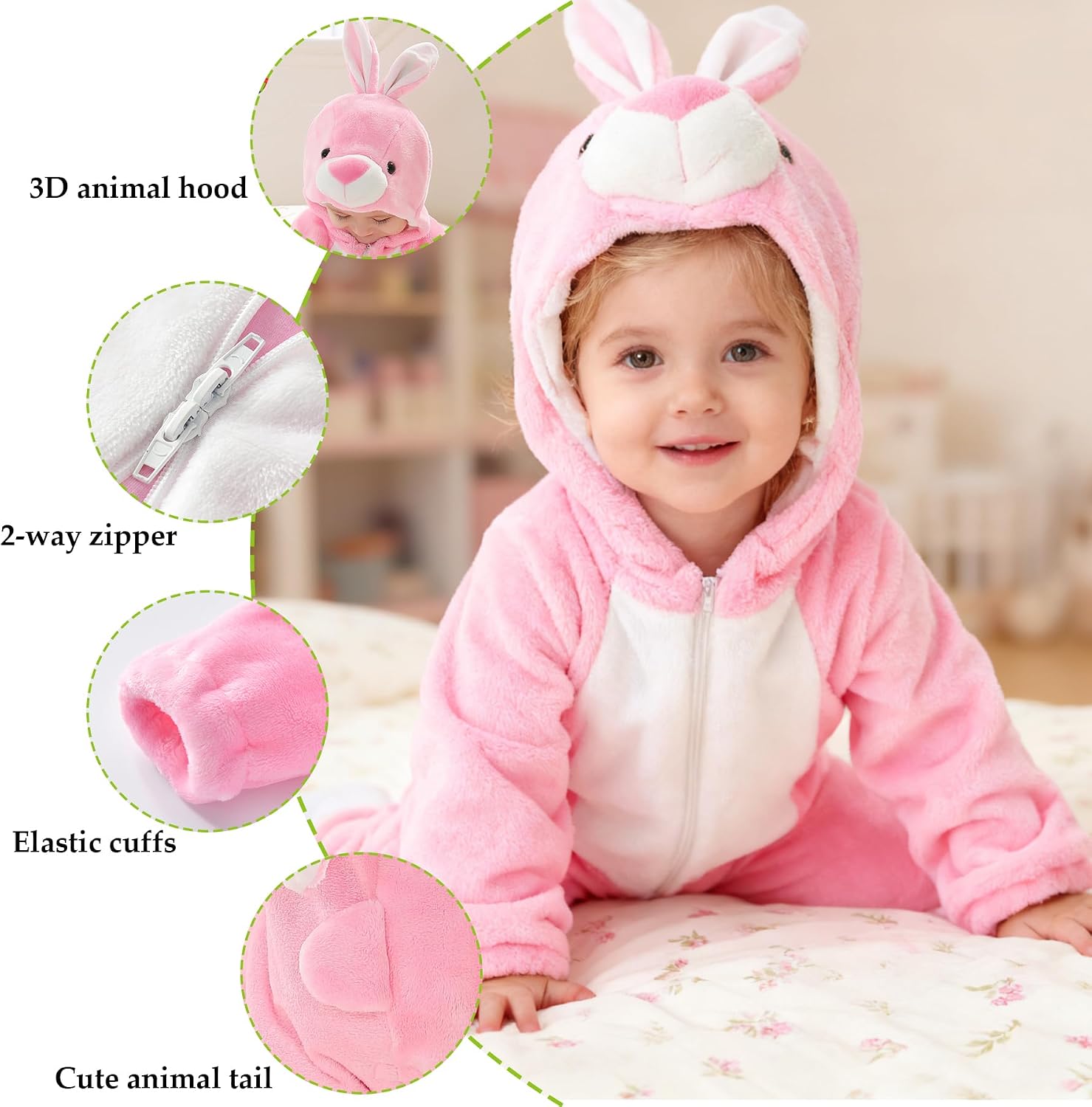 TONWHAR Infants Toddlers Animal Costume Hooded Romper – Halloween Dress Up Jumpsuit for Boys & Girls - Kids Daily Playwear