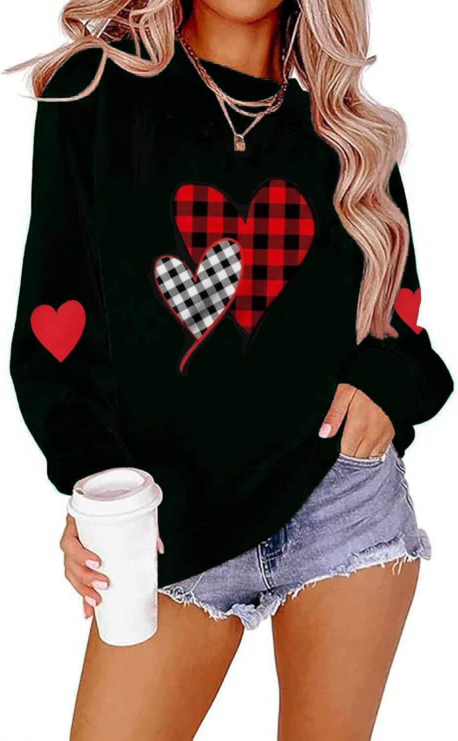 Women Valentine Crewneck Sweatshirts Love Heart Sweatshirt Casual Cute Valentines Gift Long Sleeve Sweatshirt