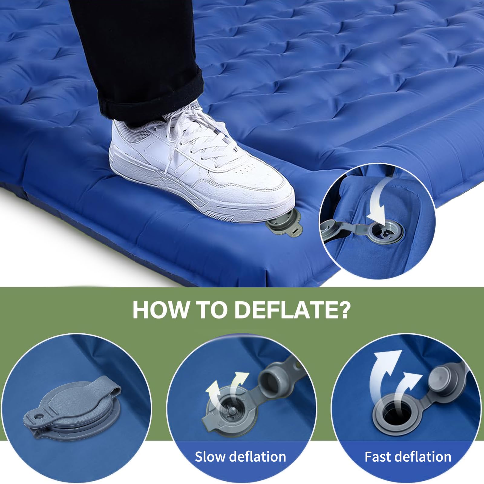 Materasso Autogonfiabile Doppio 12cm – Materassino Gonfiabile per 2 Persone con Pompa a Pedale e Cuscini, Ultraleggero e Impermeabile per Campeggio e Outdoor