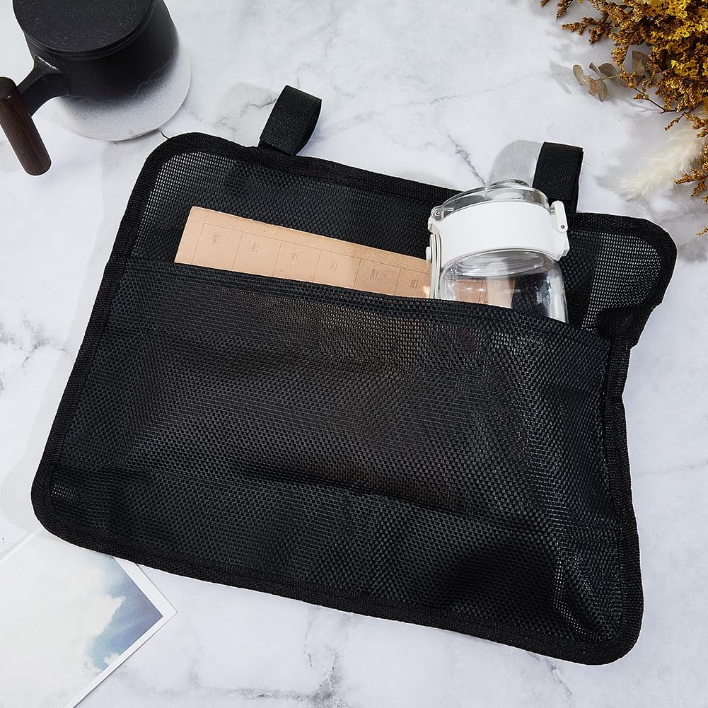 GORGECRAFT 41 * 30cm Beach Chair Hanging Bag Armrest Chair Side Organizer Cloth Bedside Caddy Organizers Black Bed Buk Storage Bag Wheelchair Hanging Side Pocket Bag for Magazines Books Water Bottle