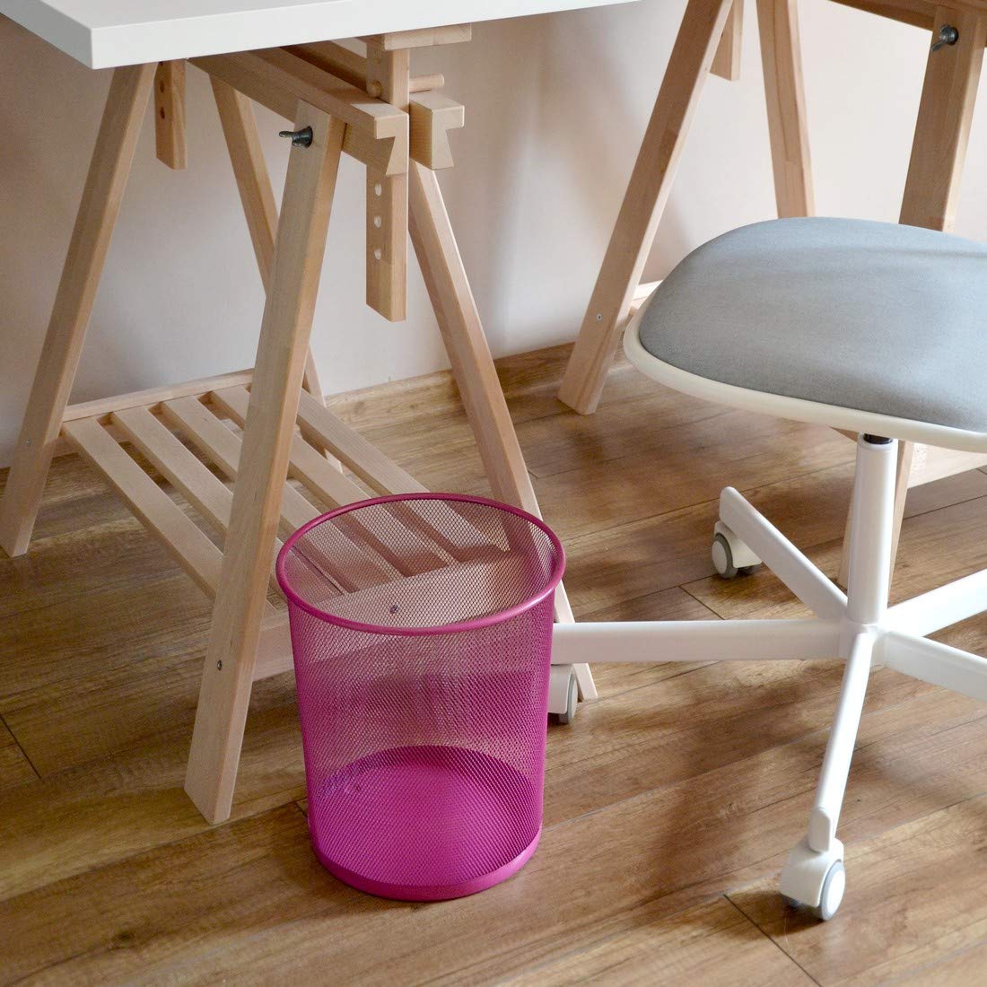 Leviatan Kosz Na Papier Z Siatki Drucianej 12 L – Kosz Na Śmieci Do Biura – 266 x 218 x 280 Mm – Kolor Różowy– Do Biura, Domu I Pokoju