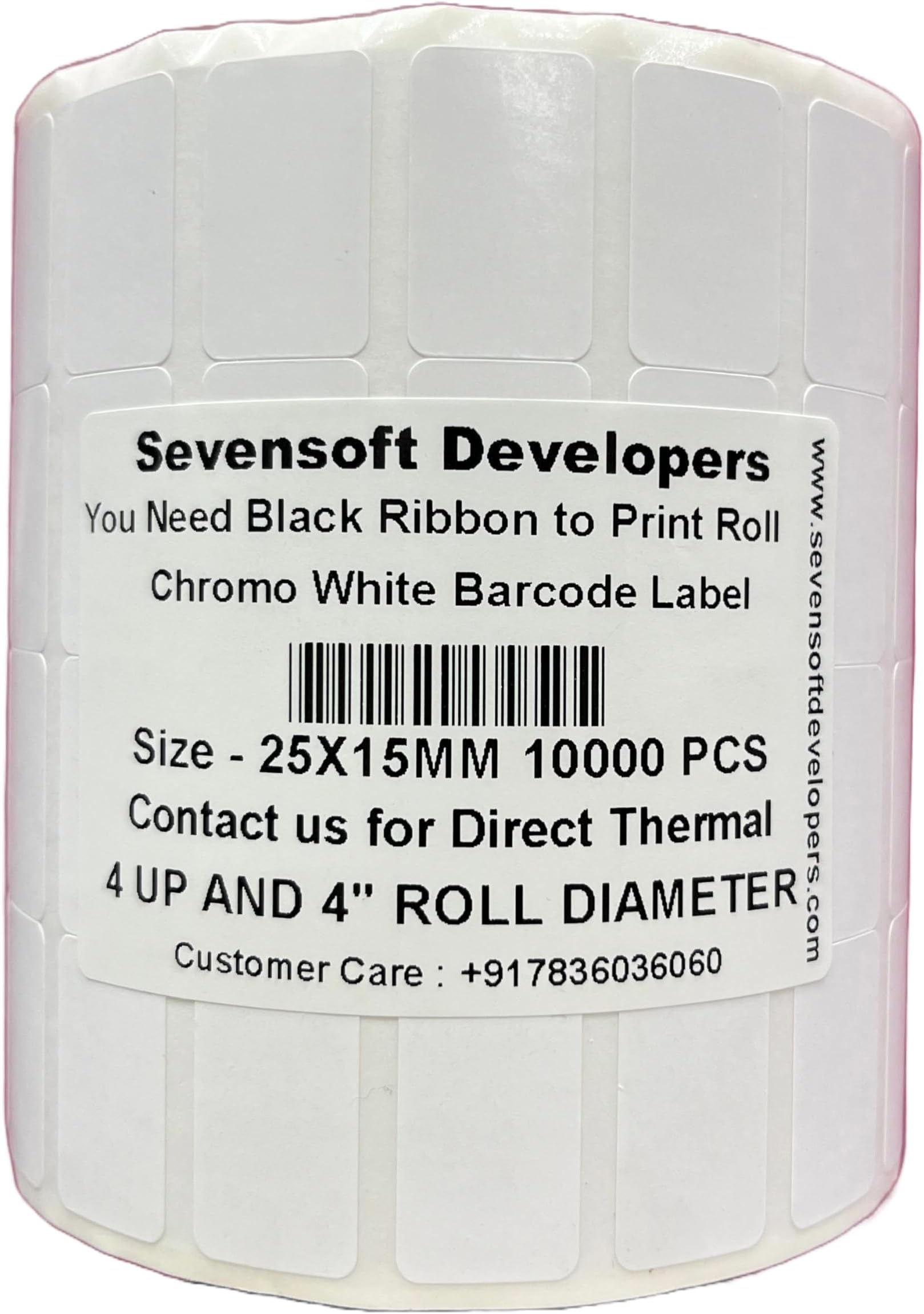 25X15MM Barcode Label (1X0.6 INCH) Self-Adhesive Paper Label Shipping Ribbon, stiker tag (White) - 10000 Labels, Stickers per Roll