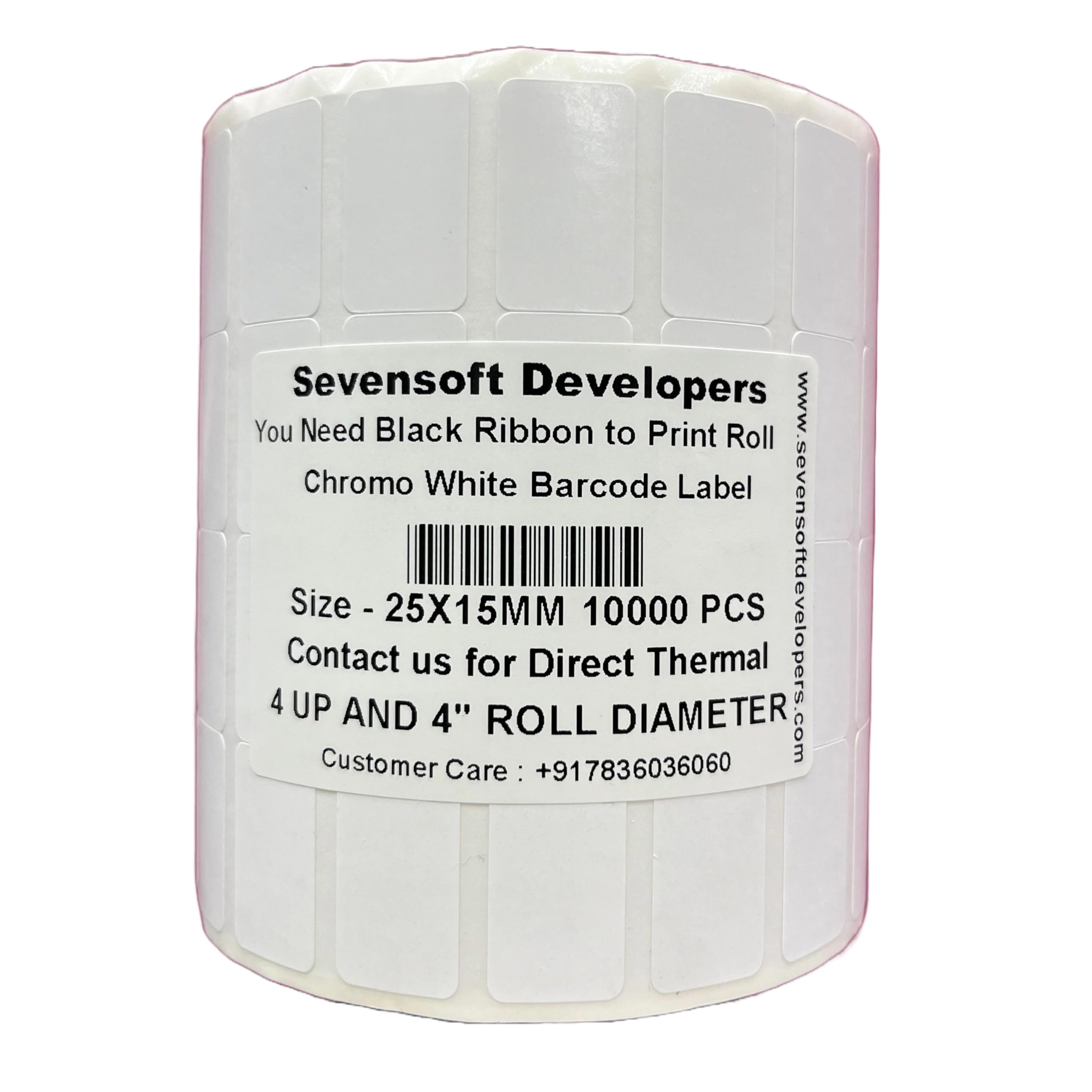 - Sevensoft Developers 25X15MM Barcode Label (1X0.6 INCH) Self-Adhesive Paper Label Shipping Ribbon, stiker tag (White) - 10000 Labels, Stickers per Roll