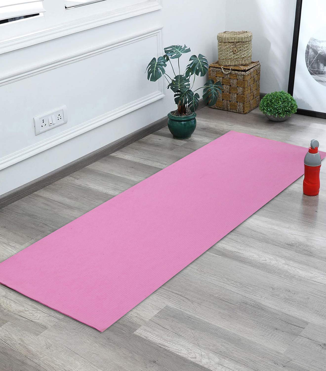 ESTACELL Yoga Mat For Exercise : Home Workout Mats for Women, Men & Kids, Anti Slip Gym Mats, Mat for Meditation, Pilates & Gymnastic, Non-Slippery, Soft & Foldable Travel Mattress (pink, 4 mm)