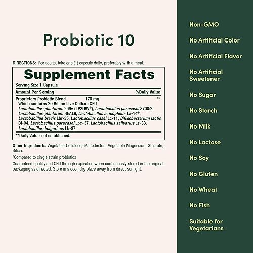 Miniatura 7 de Natures Bounty Probiótico 10 suplemento probiótico diario ultra fuerte apoyo para la salud digestiva inmune y respiratoria superior 1 paquete 30