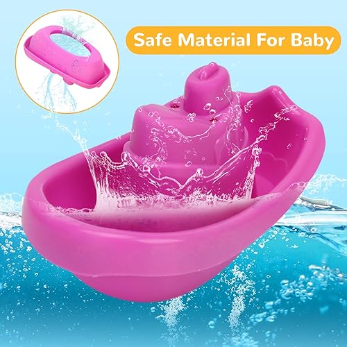 Miniatura 4 de Juguetes de baño para niños de 1 a 3 años, juguetes de baño para niños con botes flotantes, cuchara de baño, 13 juguetes de bañera para bebés, mesa