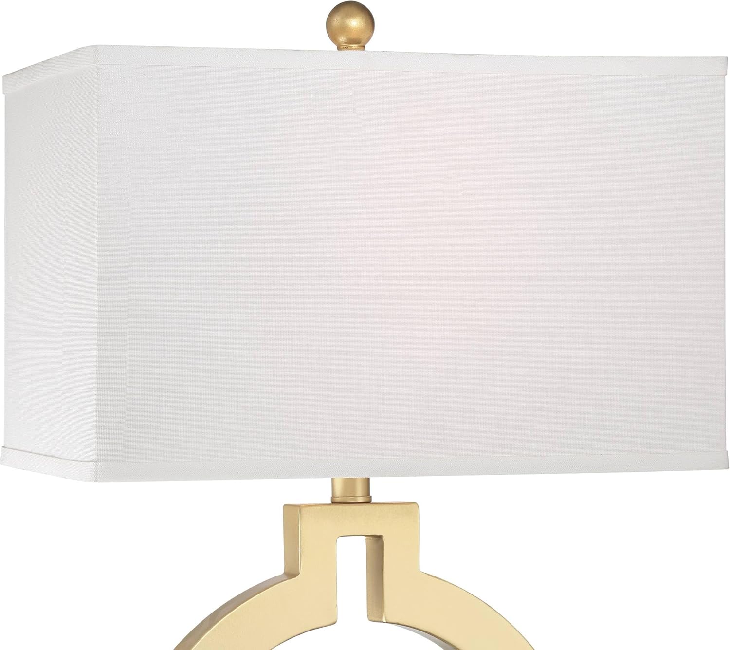 360 Lighting Lauren Modern Table Lamps with White Marble Risers USB Charging Port 28 1/2" Tall Set of 2 Brushed Gold White Rectangular Shade for Bedroom Living Bedside Nightstand Home Office