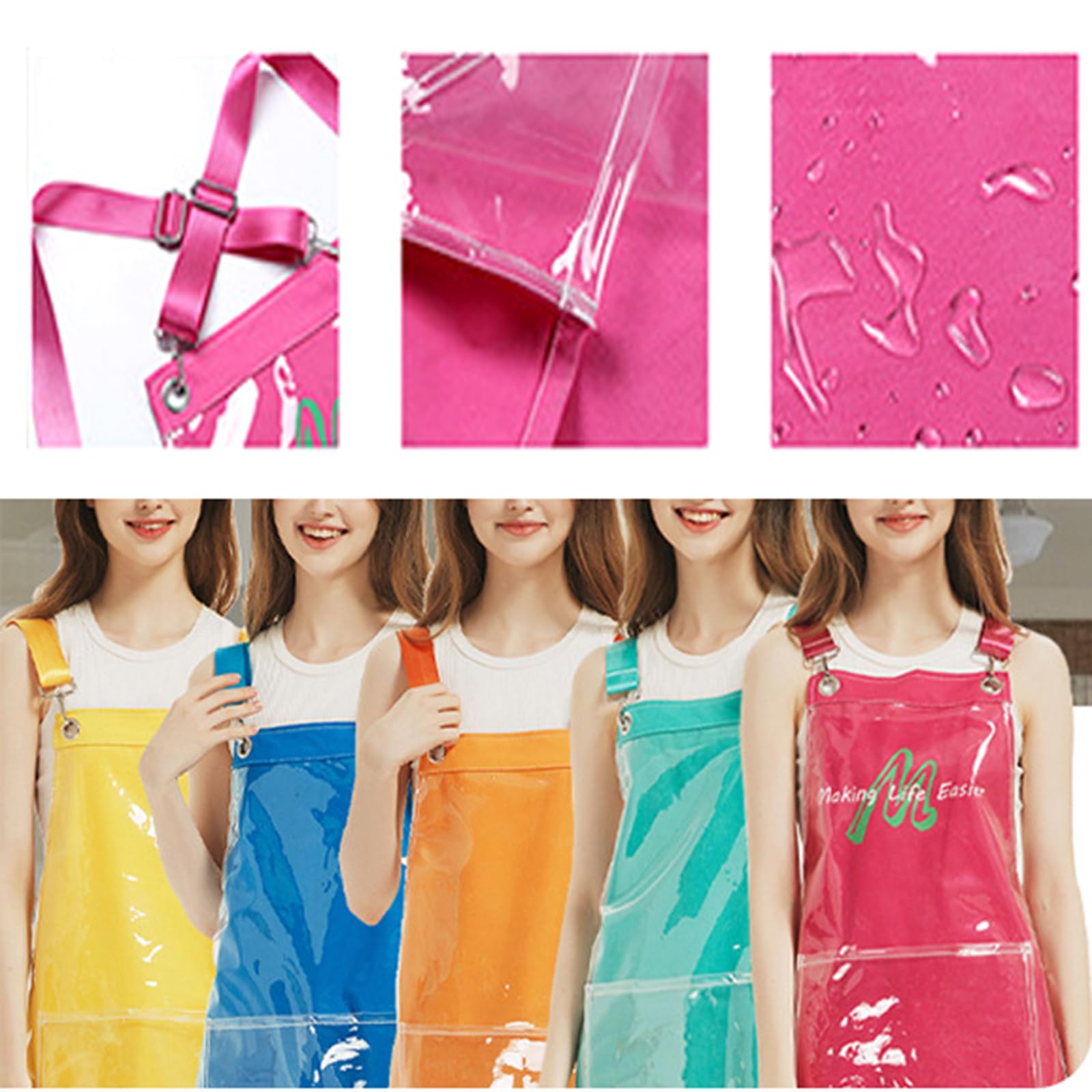 Delantal de peluquería Impermeable y Transparente, diseño de Doble Cara con Bolsillos, Ideal para Chef, camareros y peluqueros. Talla única, Naranja (Azul, Talla única).