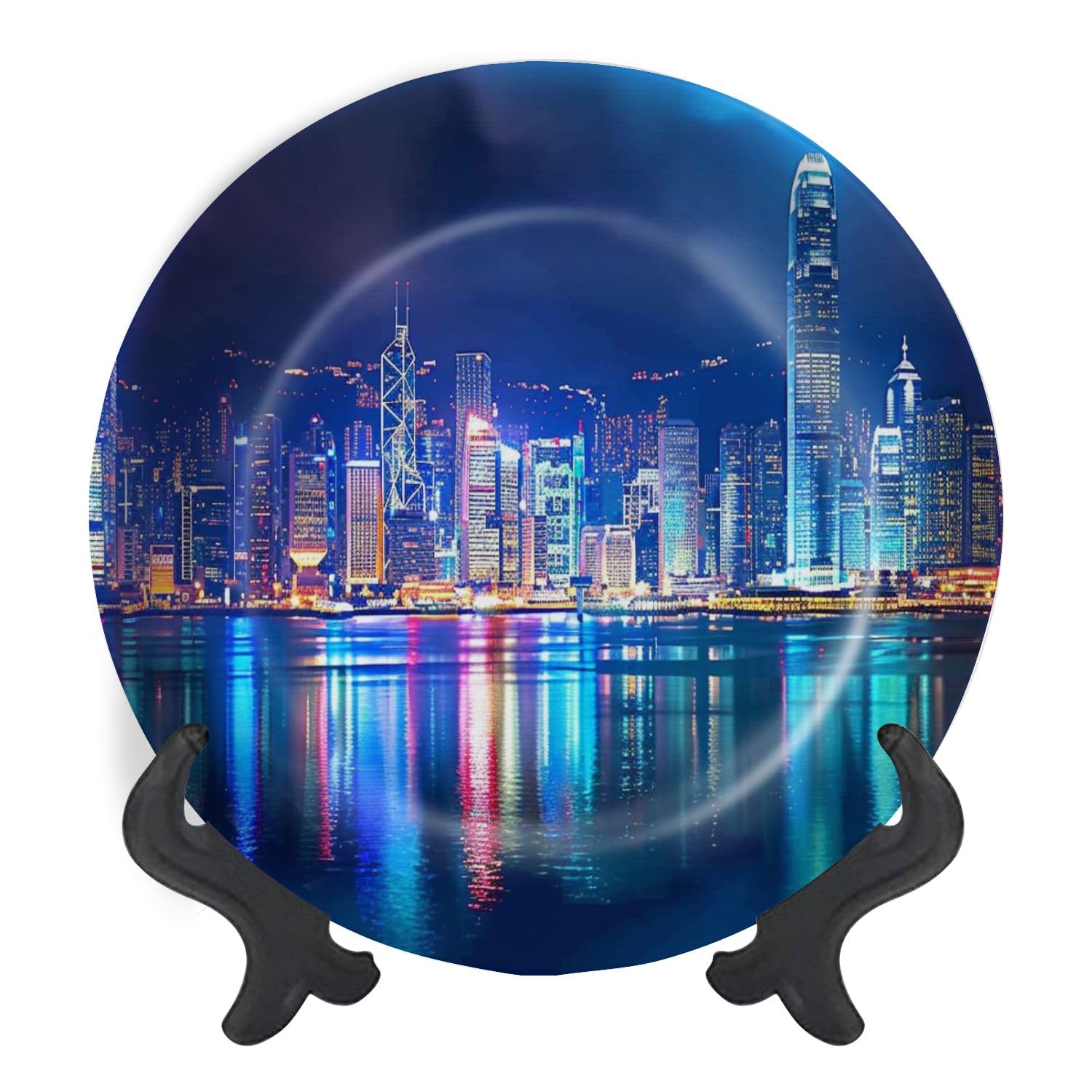 Decorative Plates for Display Hong Kong Gift Plates Ceramic Collections Plates Hanging Artwork for Living Dining Room Kitchen Souvenir