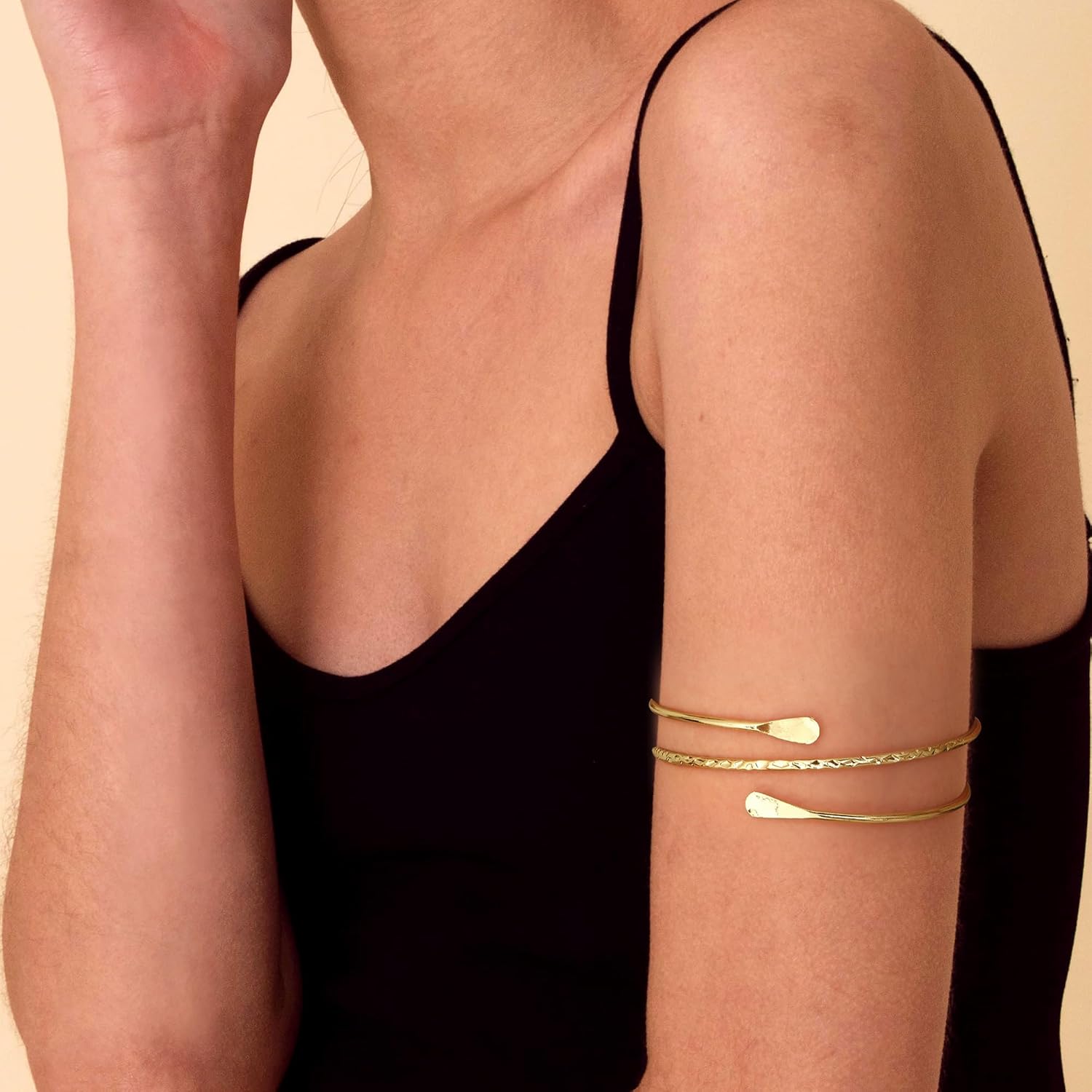 FUNRUN JEWELRY Arm Cuff Upper Arm Band for Women Gold Arm Cuff Bangle Bracelets Adjustable Coil Swirl Armlet ArmBand Jewelry,3-4Pcs - Image 4