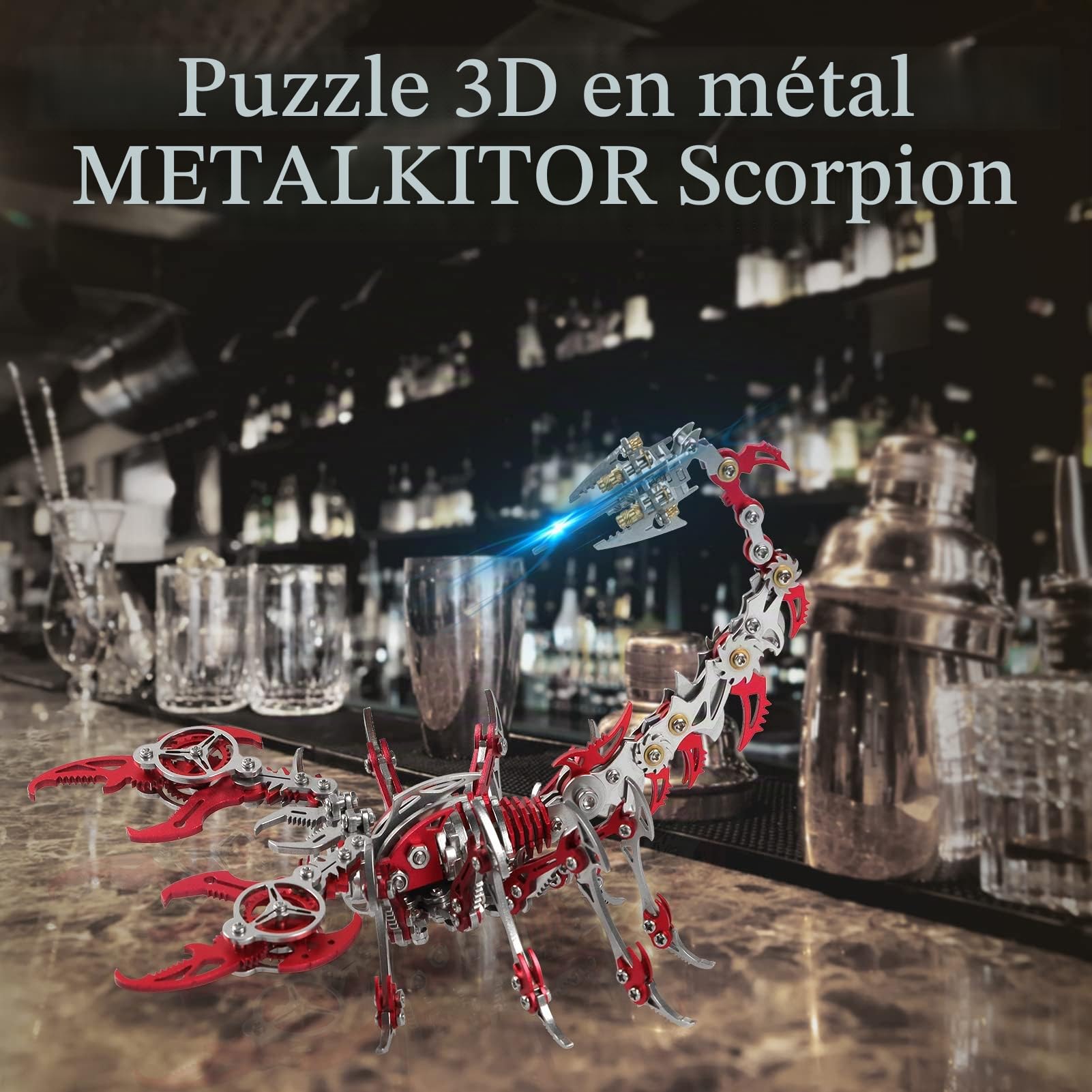 Kits de Puzzles Metalkitor 3D Metal Scorpion pour Adultes Adolescents - 454 PC - Modèles d'assemblage mécanique - 4 Heures à Construire - idéal pour Les Cadeaux et Les décorations (Rouge)