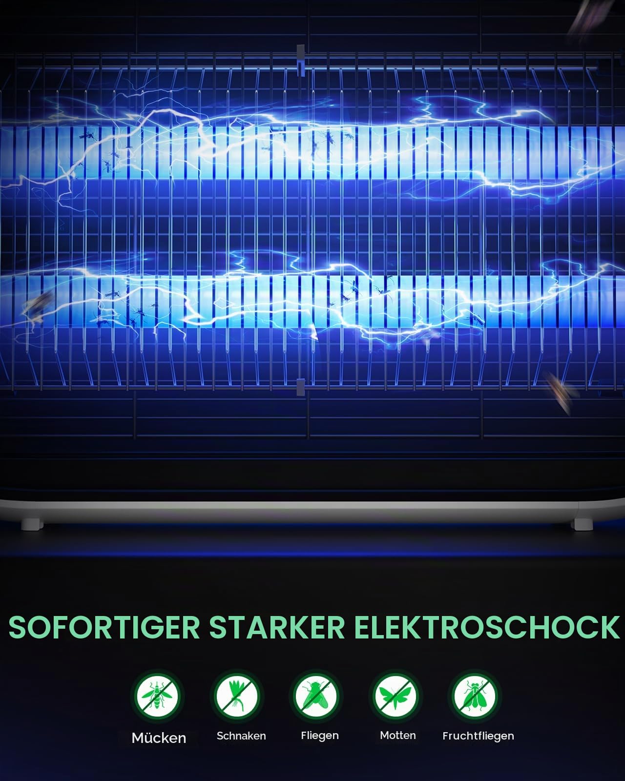 Buzbug Elektrischer Insektenvernichter 5000 q. Ft. Modern und elegant, Insektenvernichter für den Innenbereich, Fliegen- und Mückenkiller für Haus, Küche, Restaurant, Garage, Büro, Lager (weiß)