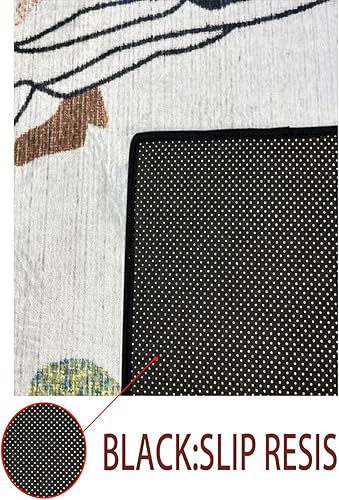 Miniatura 7 de Flor de lavado de tinta retro lavable de 5 x 7, antideslizante y no se desprende, alfombra fácil de mantener, suave y cómoda, felpa baja, adecuada