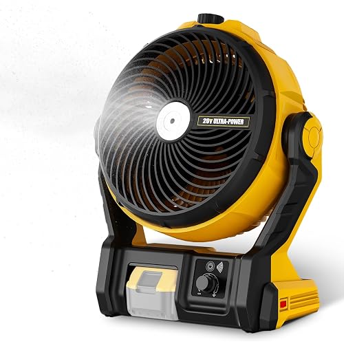 800CFM 11.5" Jobsite Misting Fan, Battery Powered for DeWalt 20V