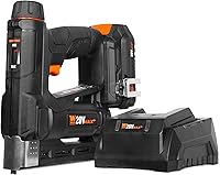 WEN 20539 20V Cordless 2-in-1 18-Gauge Brad Nailer & T50 Crown Stapler Kit with 2.0Ah Battery & Charger