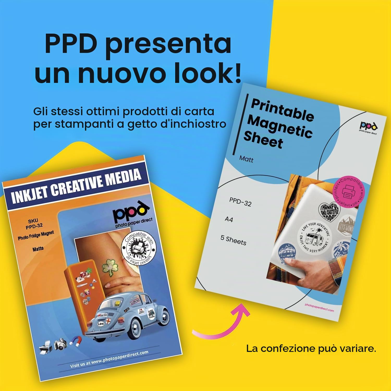 Carta Magnetica Opaca A4 5 Fogli per Stampanti Inkjet PPD-32-5