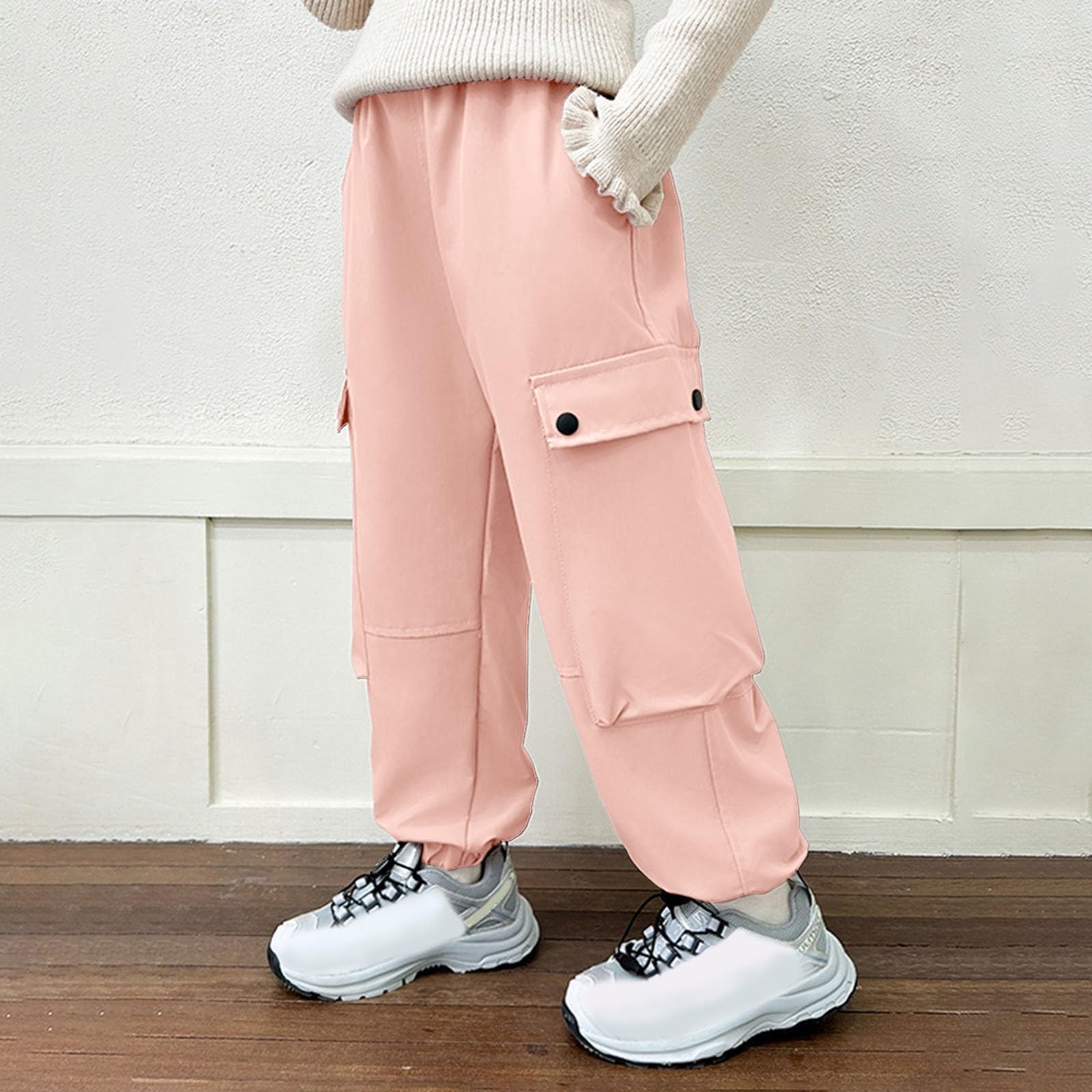 Generisch Pantalon de randonnée d'hiver doublé en polaire pour fille - Pantalon cargo - Sports de plein air - Coupe-vent - Imperméable - Pour enfants et jeunes