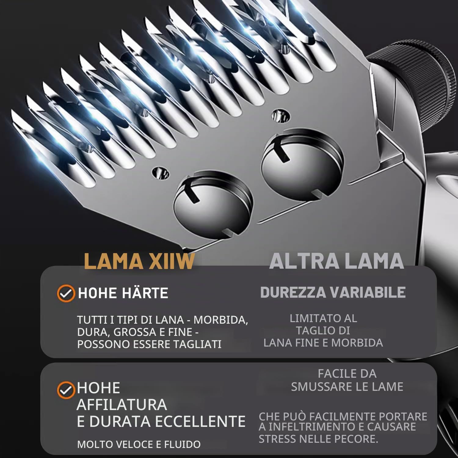 XIIW Forbici elettriche per pecore, 550 W, professionali, tosatrice per pecore, 6 velocità Clipper con 2 set di lama, per alpaca, animali, pecore, lana, capre, livestock