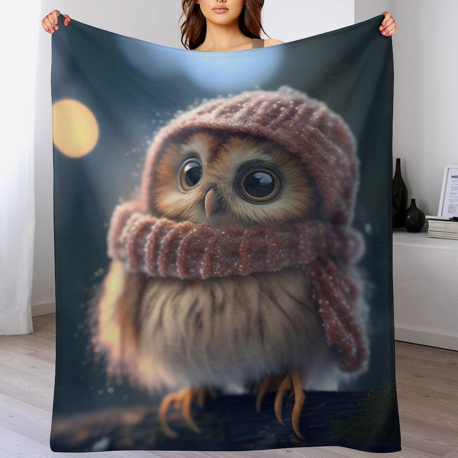 Couverture lit chaude hibou contre le froid pour des nuits douces en flanelle