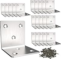 Aufuga 20-Pack Heavy Duty Stainless Steel L Brackets 2x2 Inch Corner Braces - Rustproof Shelf Supports for Wood Furniture