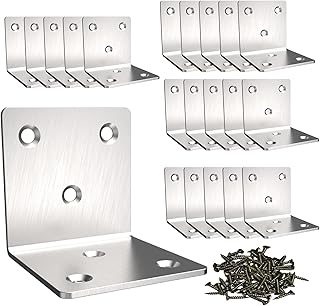 Stainless Steel Corner Bracket,Joint Right Angle Bracket,L Shape Heavy Duty Metal Corner Brace Shelf Supporter for Wood Aufuga (20, 2x2x2)