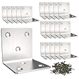 Silver Stainless Steel Corner Bracket,Joint Right Angle Bracket,L Shape Heavy Duty Metal Corner Brace Shelf Supporter for Wood Aufuga (10, 2x2x2)