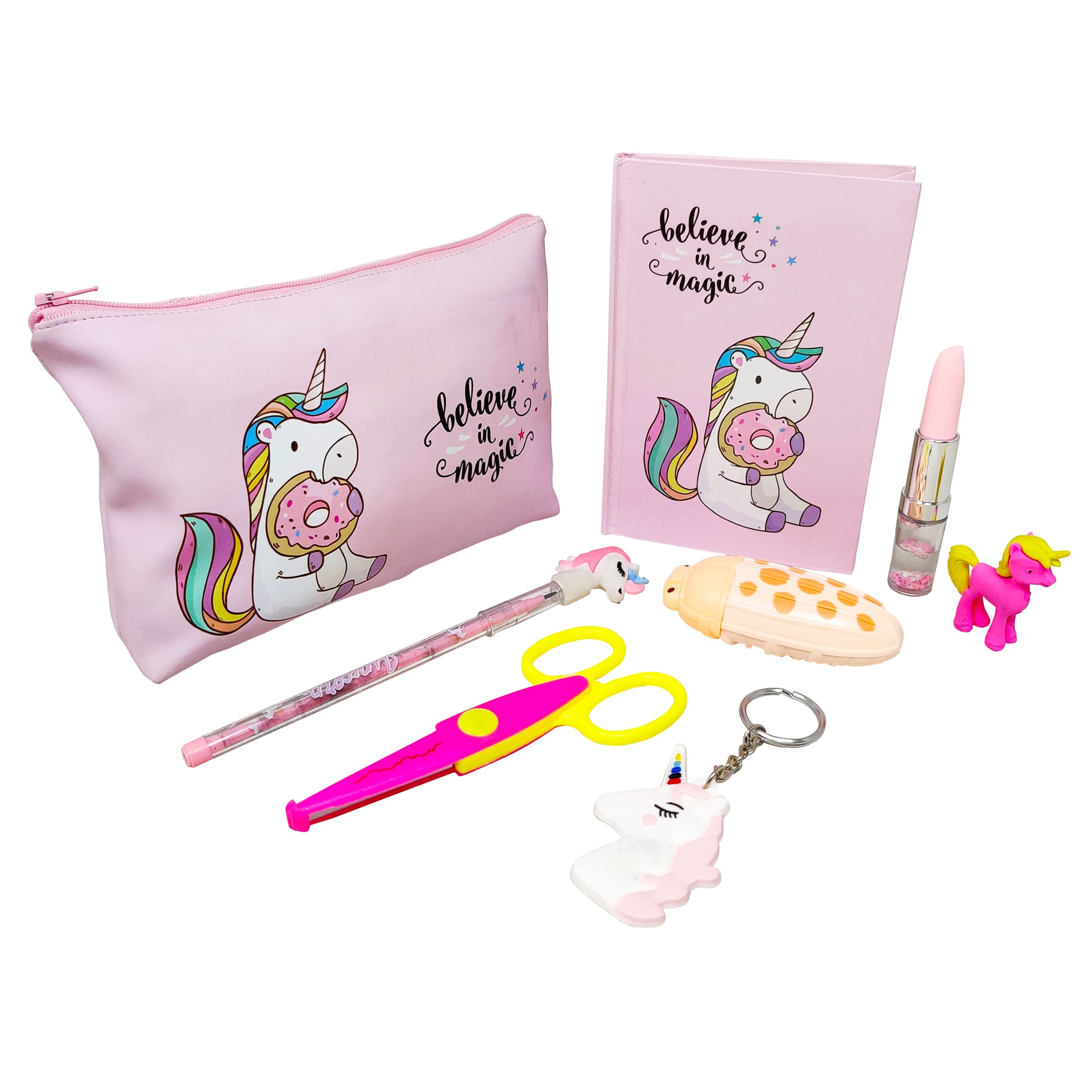 PARTEET Unicorn Combo (Pack of 8 Items) 1 Unicorn Multipurpose Pouch, 1 Diary, 1 Key Chain, 1 Lipstick Pen, 1 Unicorn Pencil, 1 Unicorn Eraser, 1 Correction Tape and 1 Designer Scissor for Kids (B0B9X4KPVQ) Amazon Price History, Amazon Price Tracker
