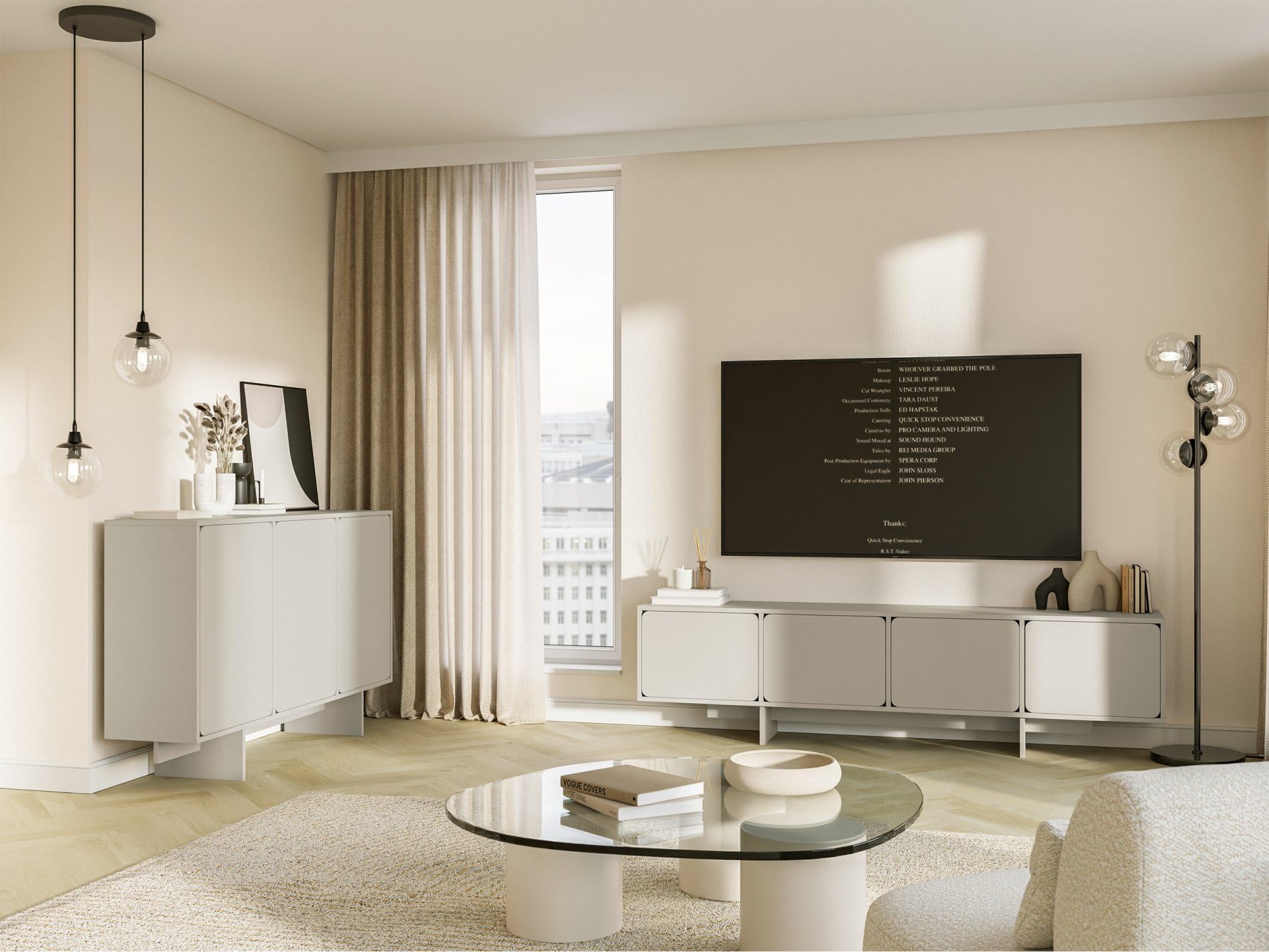 Selsey Wuwu - Cassettiera a 3 ante, 150 cm, con spinta verso l'aperto, colore: grigio/beige