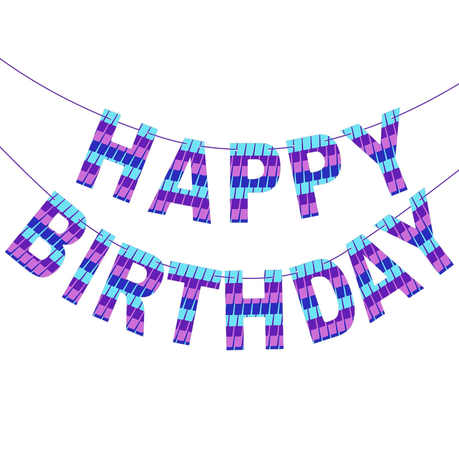 VitalCozy Video Game Birthday Banner Gaming Party Blue Purple Pre-strung Banner for Video Game and Battle Gaming Party Decoration Supplies