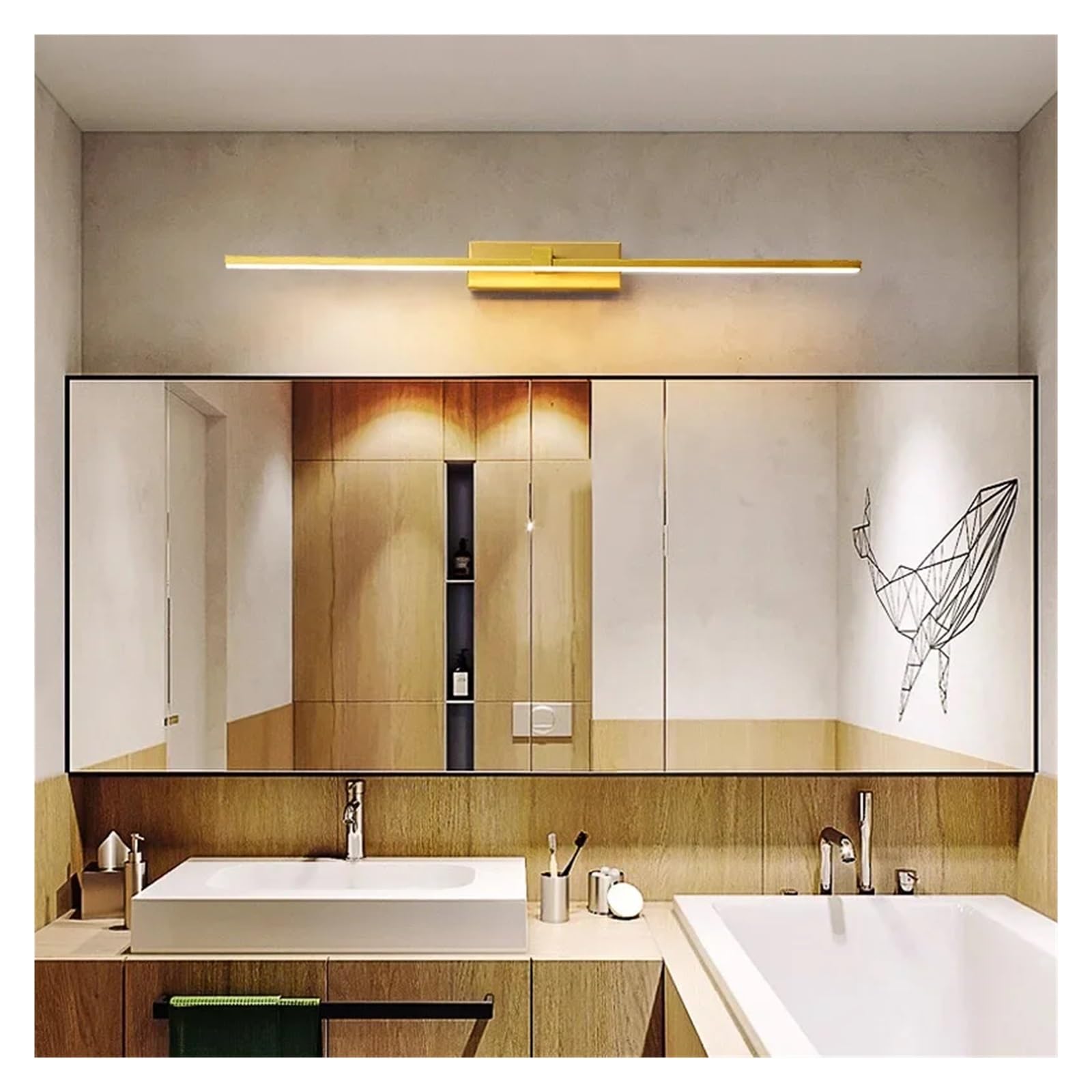 Nowoczesna Lampa Ścienna LED Vanty Aluminiowa Kinkiet Ścienny Do Lustra Łazienkowego Reflektor Oprawa Oświetlenia Wewnętrznego Lustre Make Up Light MałY I Jasny(Warm White,Black 60cm)