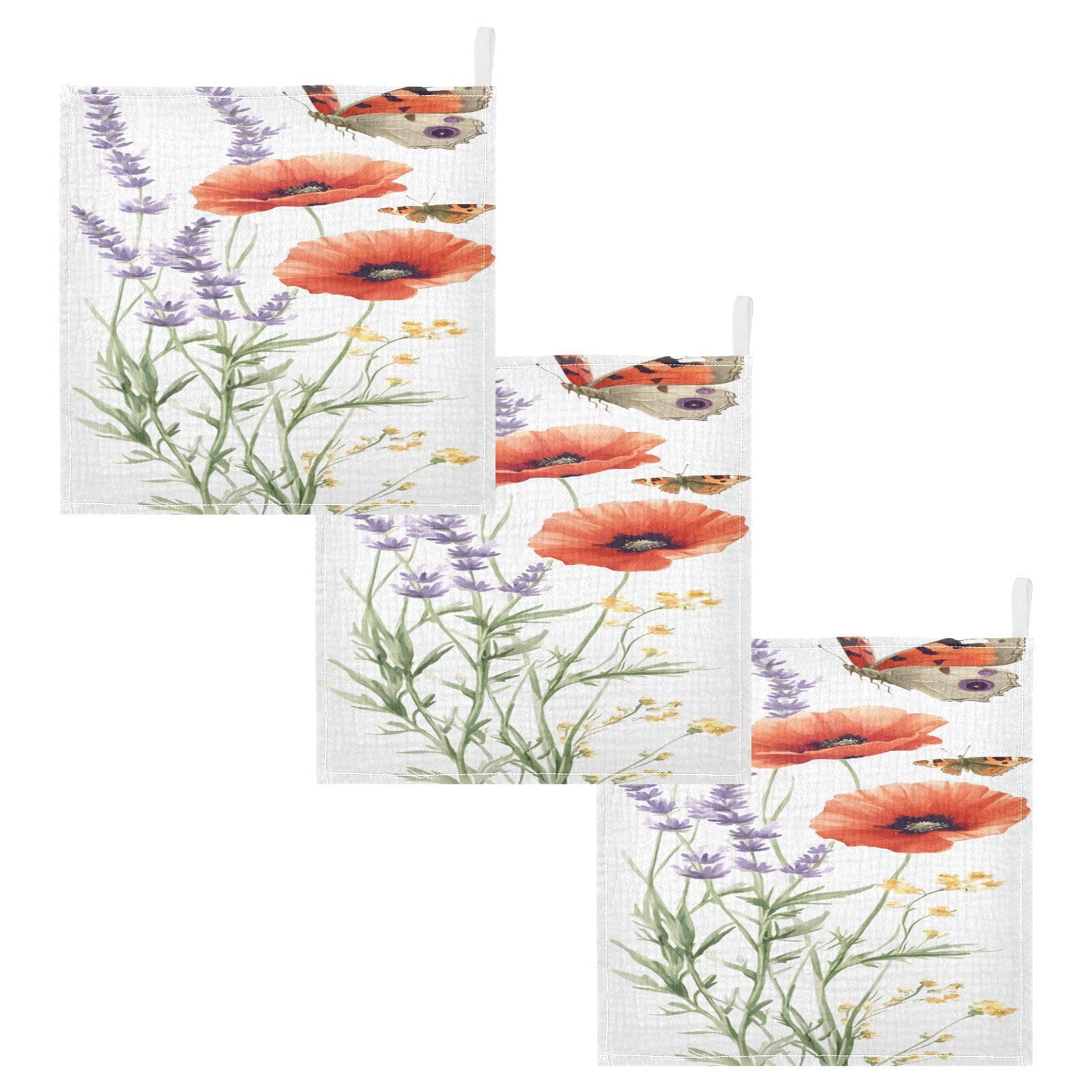 YETTASBIN Poppies Muslin Baby Hand Washcloths Soft Cotton Bath Face Towel 4 Layers Extra Absorbent Feeding Burp Cloth