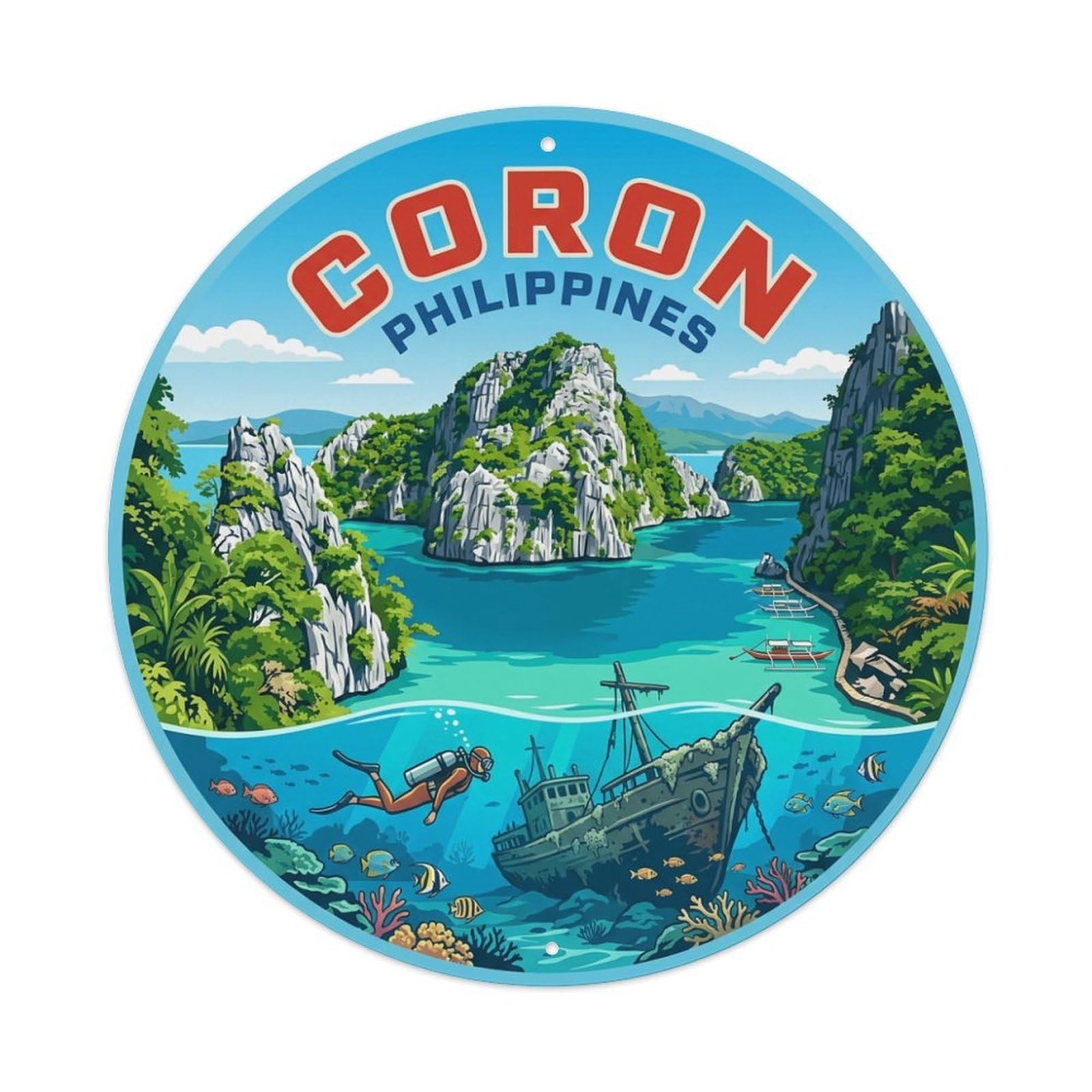Philippines Retro Travel Coron Metal Tin Sign
