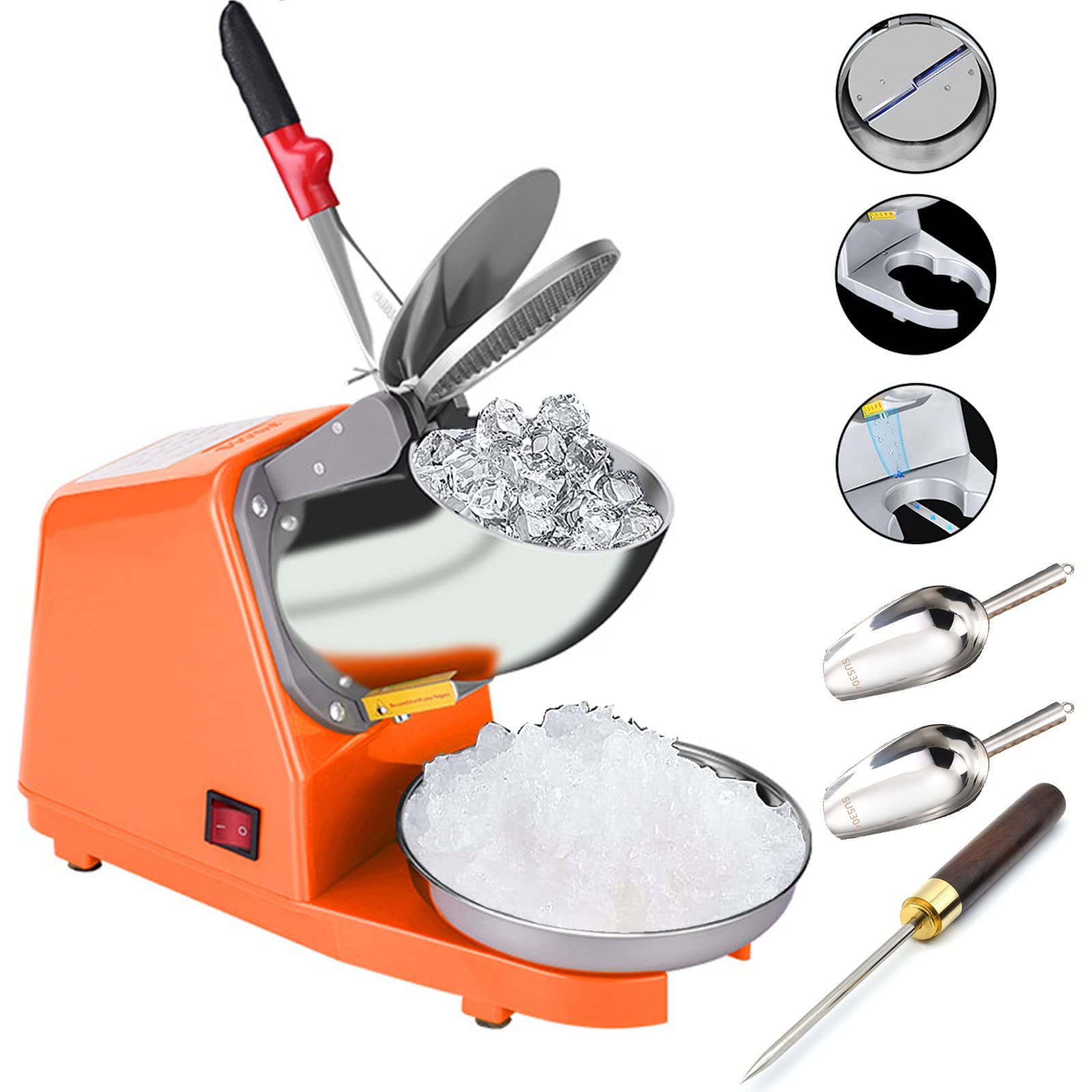 IS MUHE Ice Crusher, Double Knife Ice Shaver, Commercial Ice Crusher, Electric Ice Cream Maker, Snow Home Commercial Mixed Ice Crusher