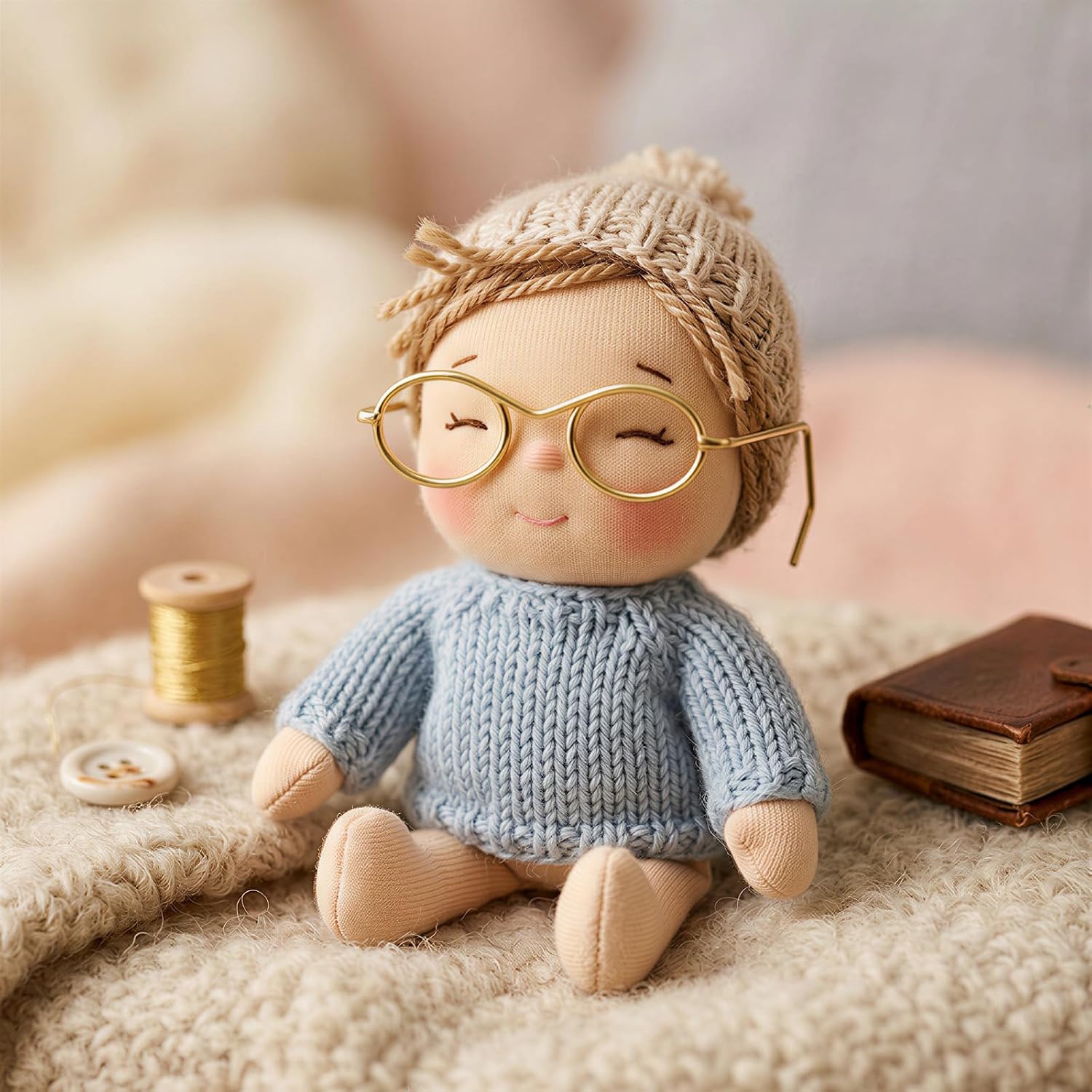 6PCS Mini Metal Doll Glasses, Round Eyeglasses for Dolls & Crafts