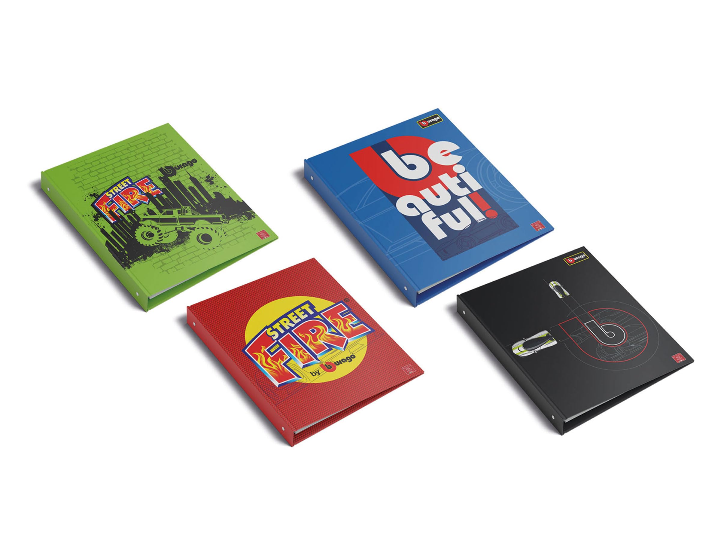 Pigna BBurago A4 Ring Folders, Pack of 5, Car Graphic Cover, Official BBurago Collection x