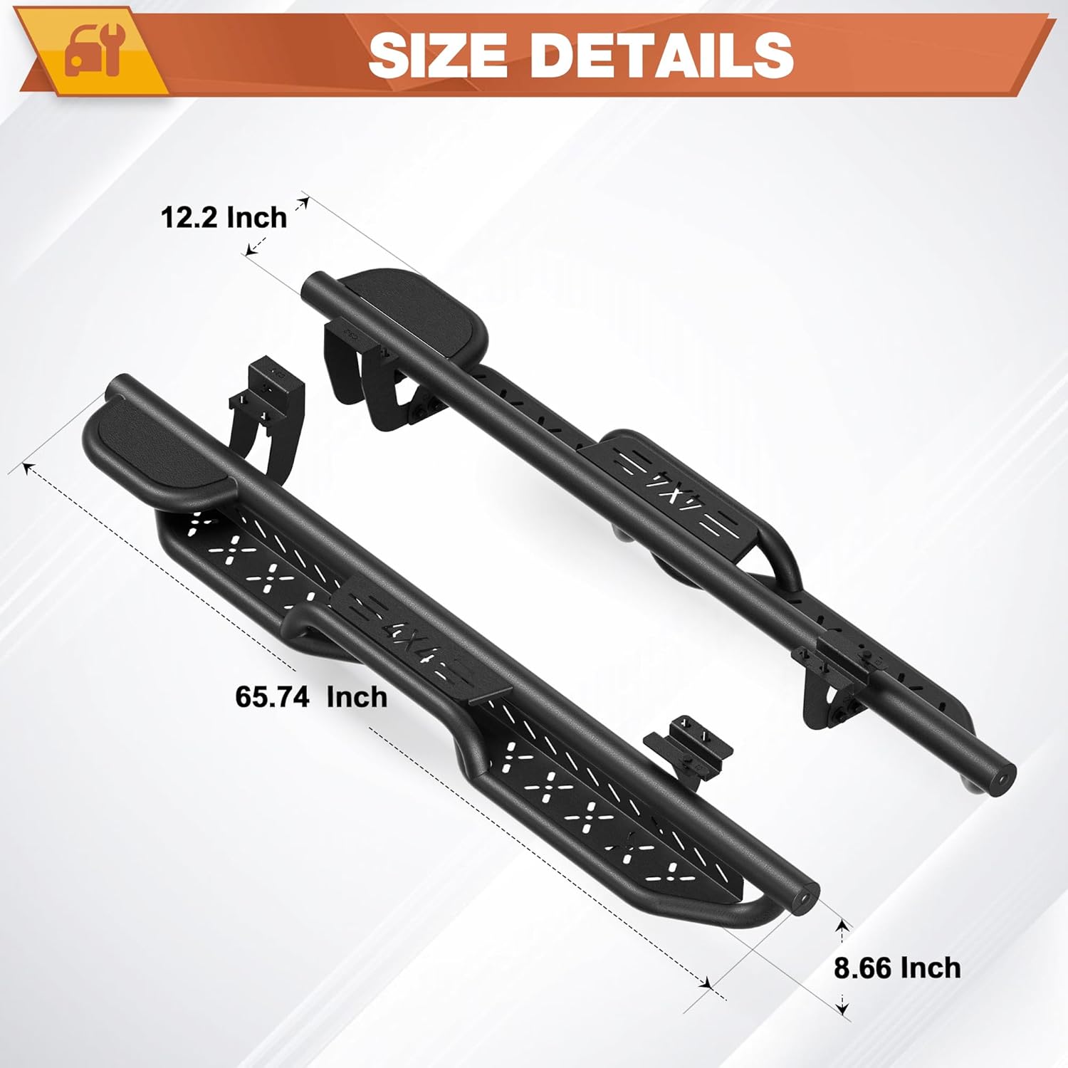 Running Boards Side Steps Compatible with 2023-2025 Honda CR-V, Two-Raised Step Design, E-Coated & Powder-Coated Carbon Steel 2PCS Nerf Bars