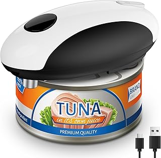USB Rechargeable Electric Can Opener - Battery Operated, One Touch Auto Operation, Magnetic Lid Holder & Smooth Edge Cutting, Cordless & Hands Free Tin Opener for Seniors, Works with All Standard Cans