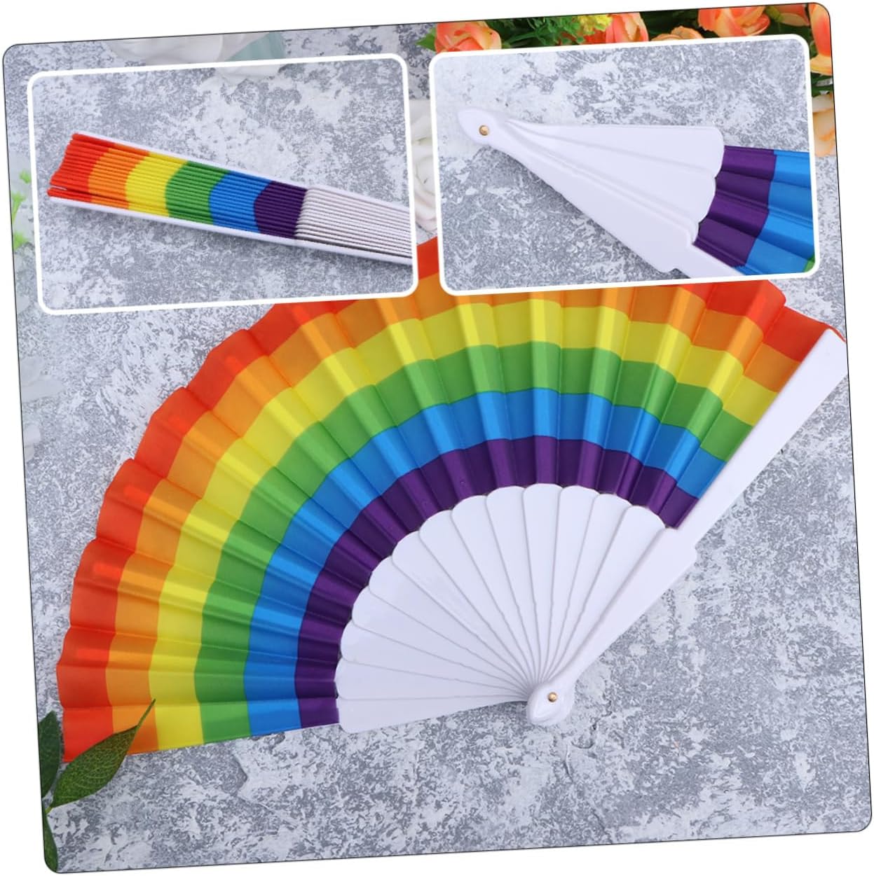 PRETYZOOM 10pcs Rainbow Folding Fans Creative Dancing Fans for Events and Photography Props and Elegant Design Smooth Finish