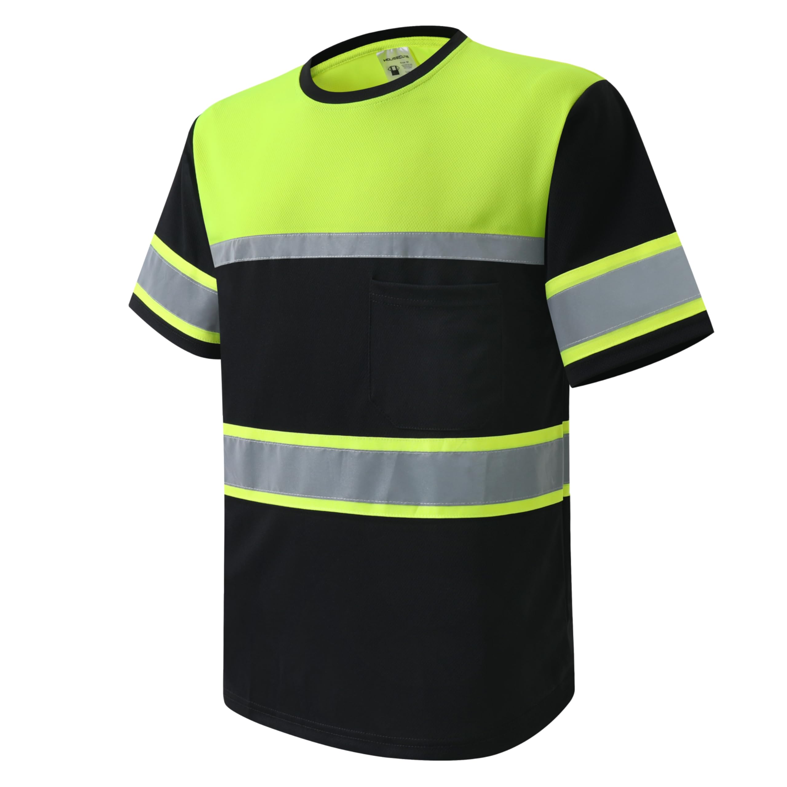 HoliSecure Safety Shirts for Men,High Reflective Men Polo Shirts with Pocket,Short Sleeve Workwear Breathable