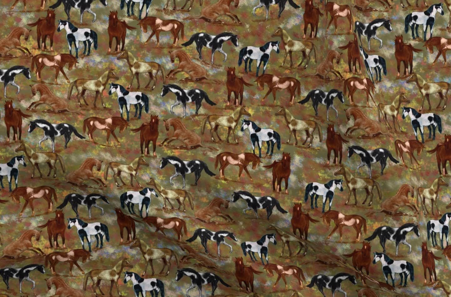Spoonflower Fabric - Autumn Horses Horse Pony Landscape Western Ponies Paint Spot Race Printed on Upholstery Velvet Fabric Fat Quarter - Upholstery Home Decor Bottomweight Apparel