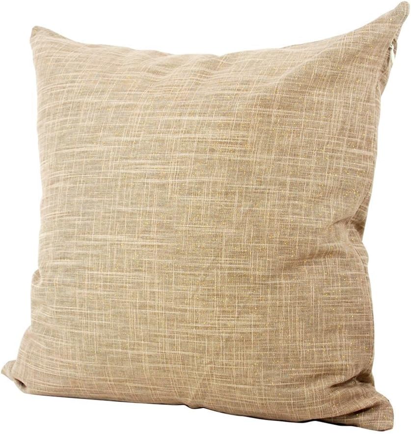 Lavievert Decorative Ramie Cotton Square Toss Pillowcase Cushion Cover Handmade Khaki Twinkling Throw Pillow Case with Hidden Zipper Closure 16 X 16 Inches